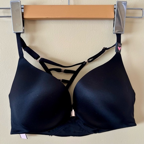 Victoria's Secret| Black ‘So Obsessed’ Caged Back Front Open Push-Up Bra Sz 32C - Picture 1 of 3